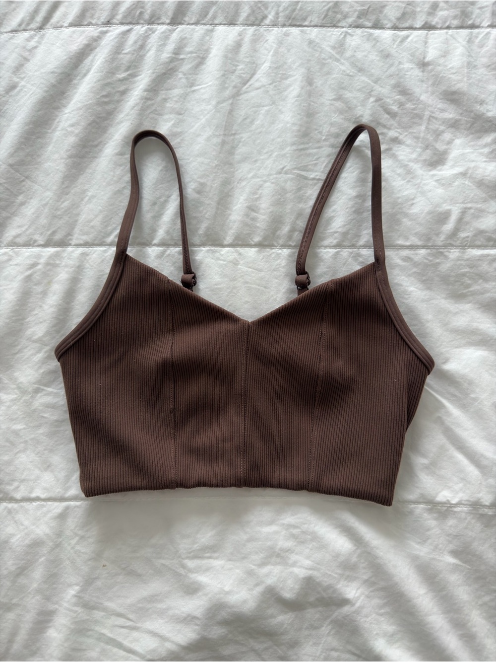 aerie Chocolate Ribbed V-Neck Bralette